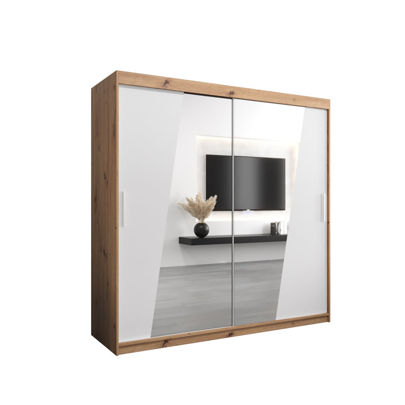 Douglassville 2 Door Wardrobe, 200cm H x 62cm D, Artisan/White