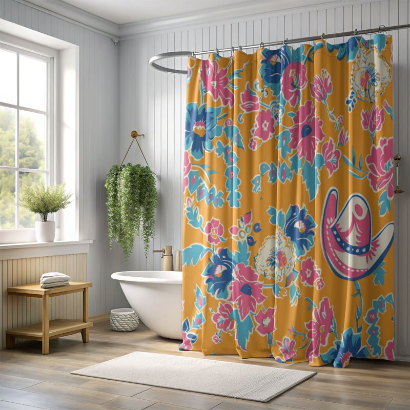 Stylish Cowboy Designs - Rideau de douche standard 1 pièce, H 74 po x l 71 po