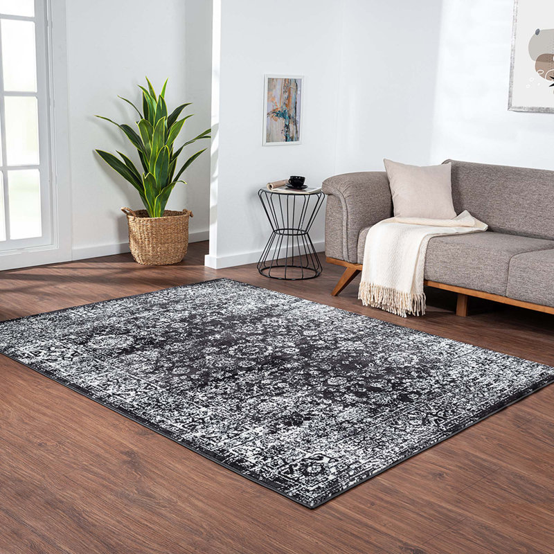 Tapis persan tissé délavé rétro, Rectangle 5 pi x 7 pi