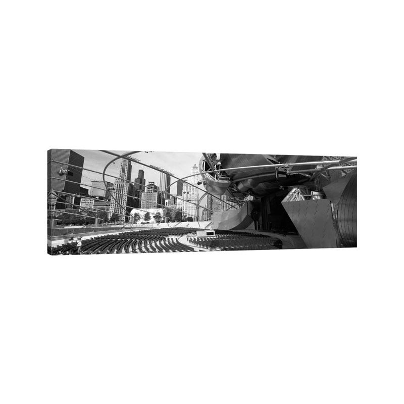 Low Angle View Of Buildings In A City, Pritzker Pavilion, Millennium Park, Chicago, Illinois, USA - Wrapped Canvas Panoramic Print