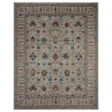 Hand Knotted Wool Oriental Area Rug in Gray/Yellow/Red/Blue