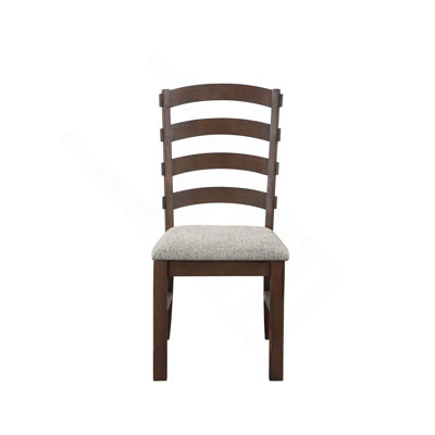 Pascaline Grey Fabric, Rustic Brown & Oak Finish Side Chair (Set Of 2)