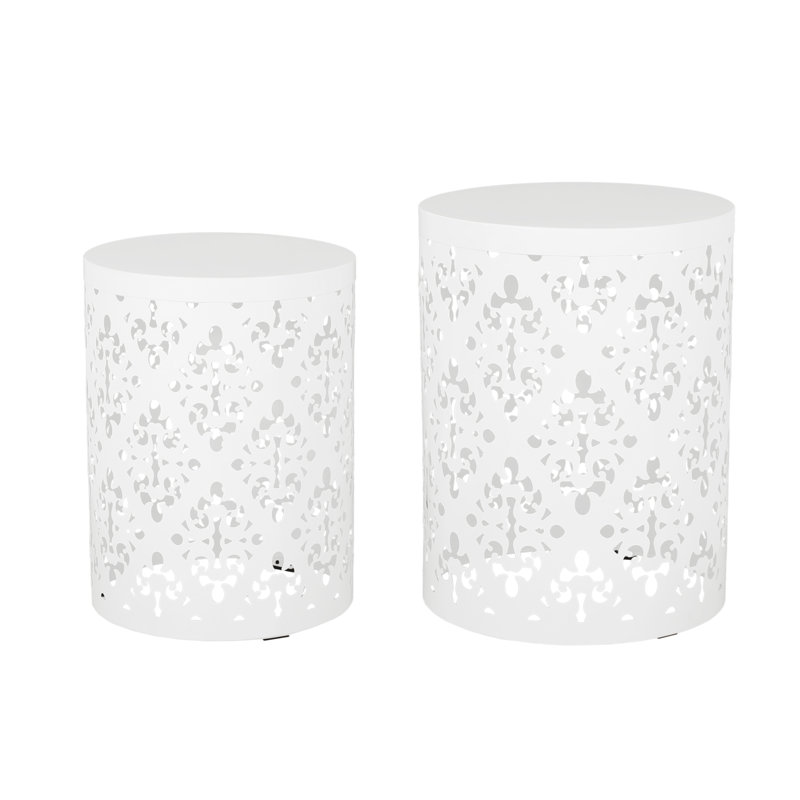 Table de bout en métal S / 2, Blanc