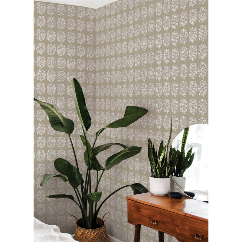 Puketti 18' L x 20.8" W Peel and Stick Wallpaper Roll, Beige/Light Blue