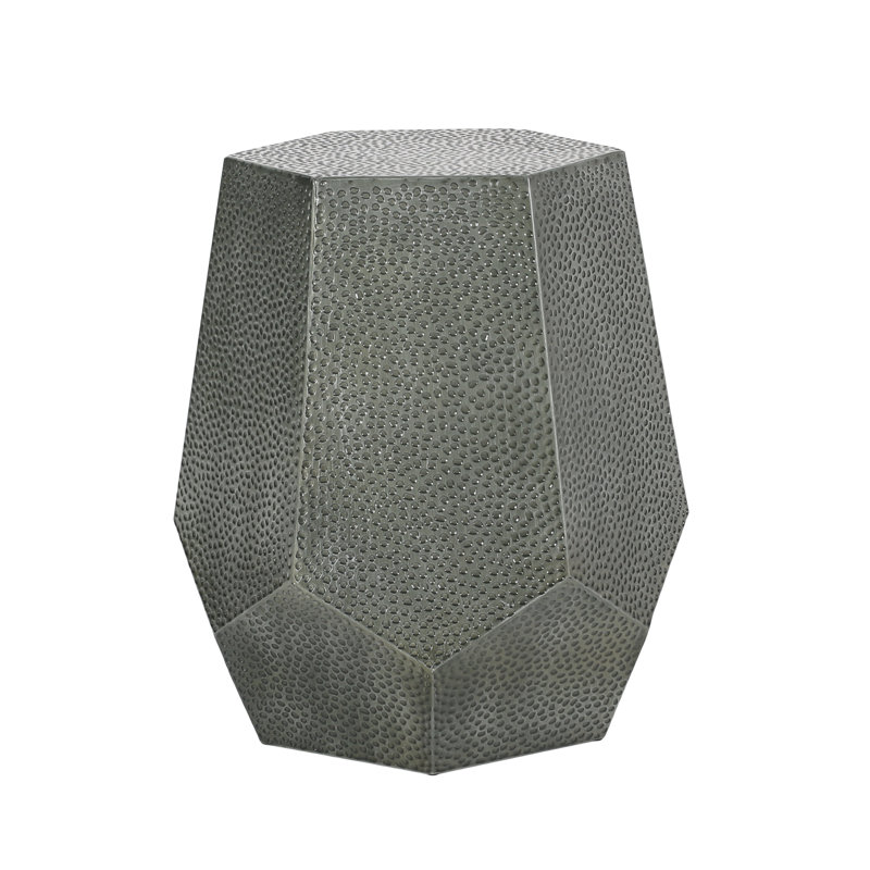 23" Silver Iron Hexagonal Pedestal End Table