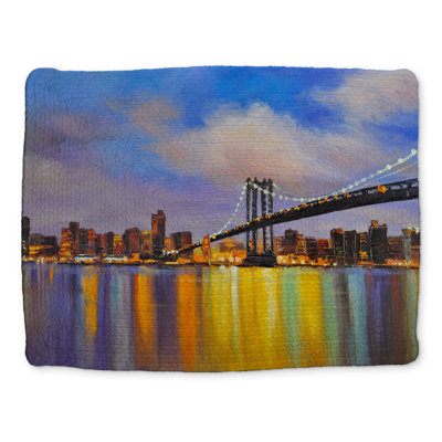 Building Cities Blue Braided Placemat - Colorful City Design