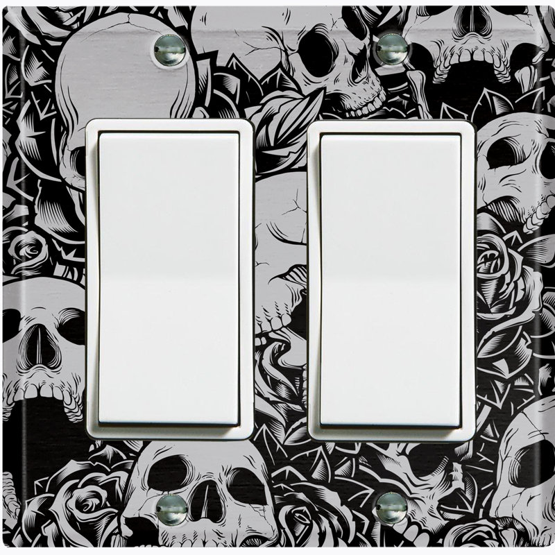 Plaque murale d'interrupteur à bascule Skulls Roses