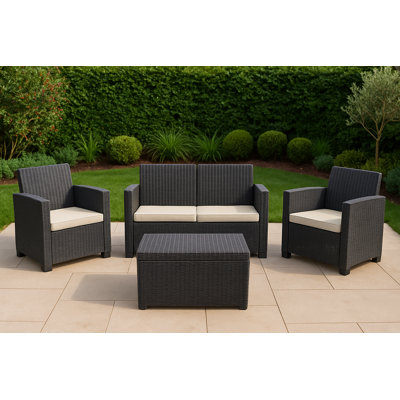 Ensemble de conversation pour causeuse avec coussins espresso 4 personnes - 4 pièces