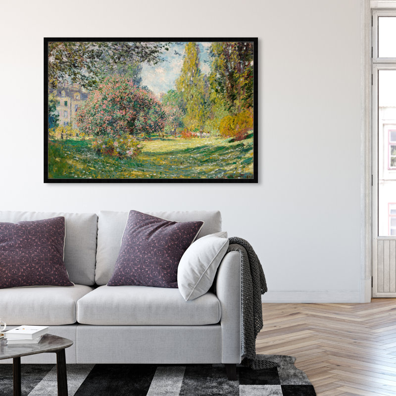 «Classic Garden Landscape» par Oliver Gal - reproduction de cadre photo, H 38 po x l 56 po, Noir