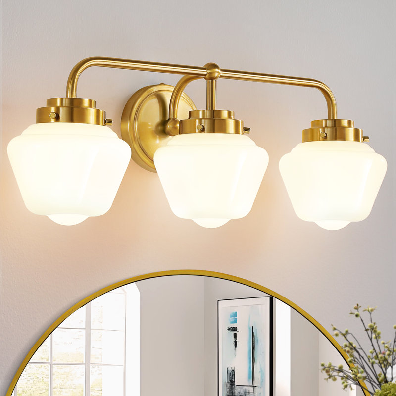 Éclairage pour salle de bain 3 lumières à intensité variable, Or brossé