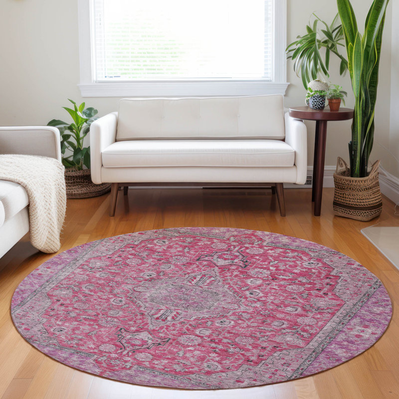 Tapis lavable intérieur / extérieur rose Vexira - LOOMlan, 2'3" x 7'6"