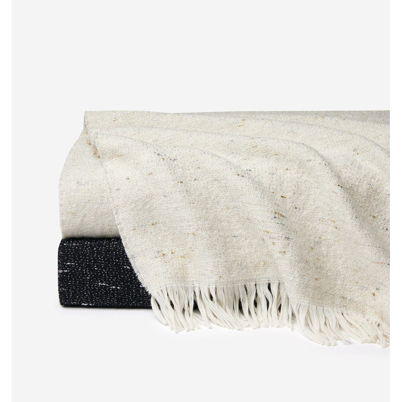 Hand Woven Throw Blanket, Ivory/Gold