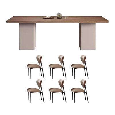 Black Walnut Woodgrain Rock Slab Dining Table