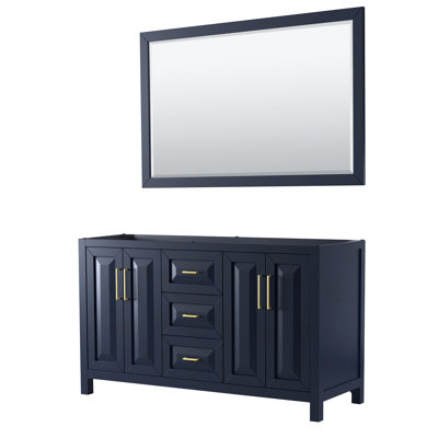 Base de meuble-lavabo double de salle de bain 59" avec miroir seulement Daria