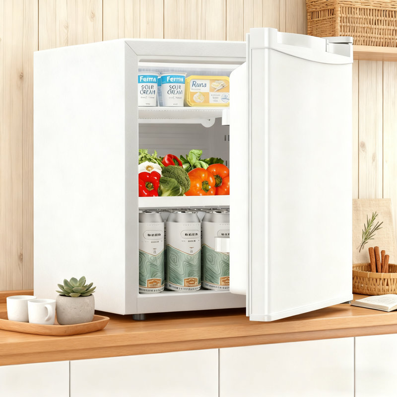 1.6 Cu.ft Compact Fridge with Freezer,7 Temp Settings, Energy-Efficient, Whisper-Quiet, Reversible Door - Ideal for Dorm/Office/RV/Bedroom