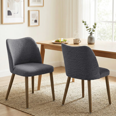 HOMCOM Dining Chairs Set of 2 Linen Upholstered Kitchen Chairs