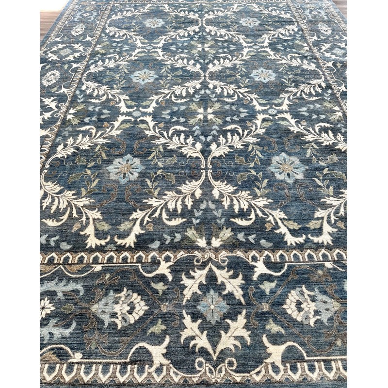 Proprietary Patterns Wool Southwestern Area Rug in Kinross Denim, Rectangle 8' x 10'