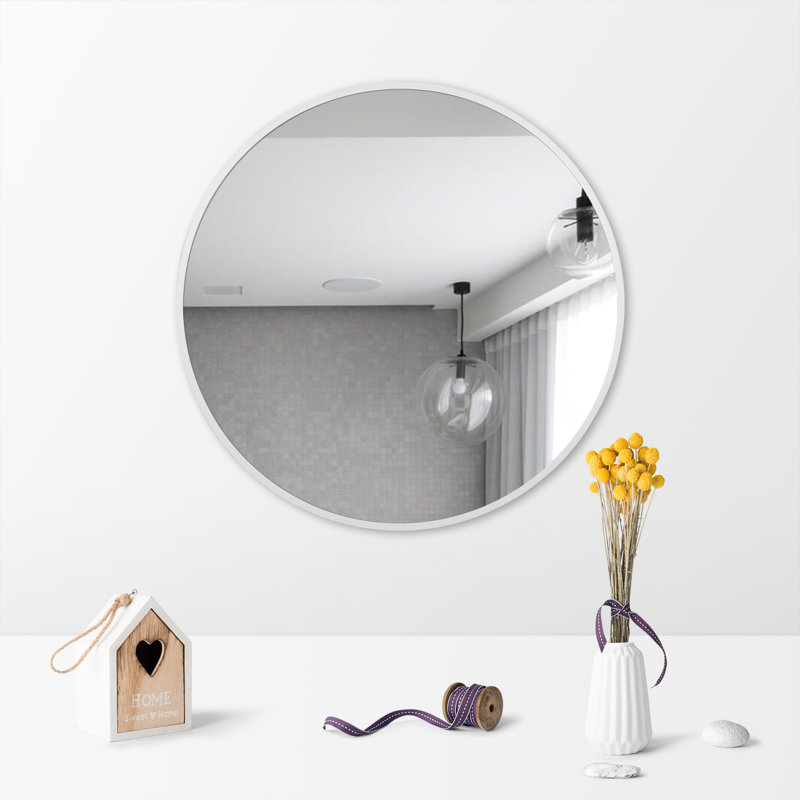 Miroir mural rond Gallen, Blanc, 20 po x 20 po