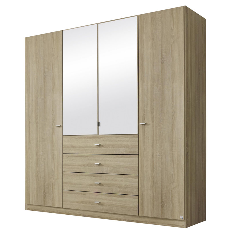 Sinsheim 4 Door Wardrobe, Grey/Oak coloured