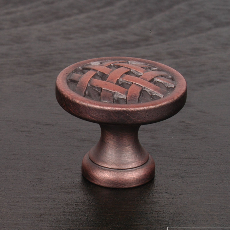 Poignée champignon à hachures croisées CK Series, Diamètre du bouton 1,5 po, Distressed Copper