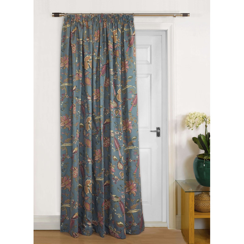 Slossberg Pencil Pleat Room Darkening Door Curtain, Duck Egg