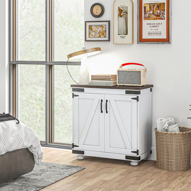 Modern Farmhouse Sideboard, Buffet Cabinet with Barn Style Door and Adjustable Shelf, Perfect for Kitchen and Entryway Storage