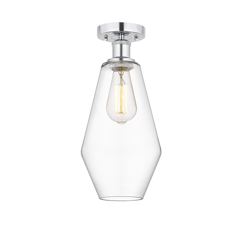 Amylea Glass Semi Flush Mount, Clear, Polished Chrome