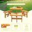 Table de pique-nique circulaire en bois pour 6 personnes pour patio, cour arrière, jardin-131179151