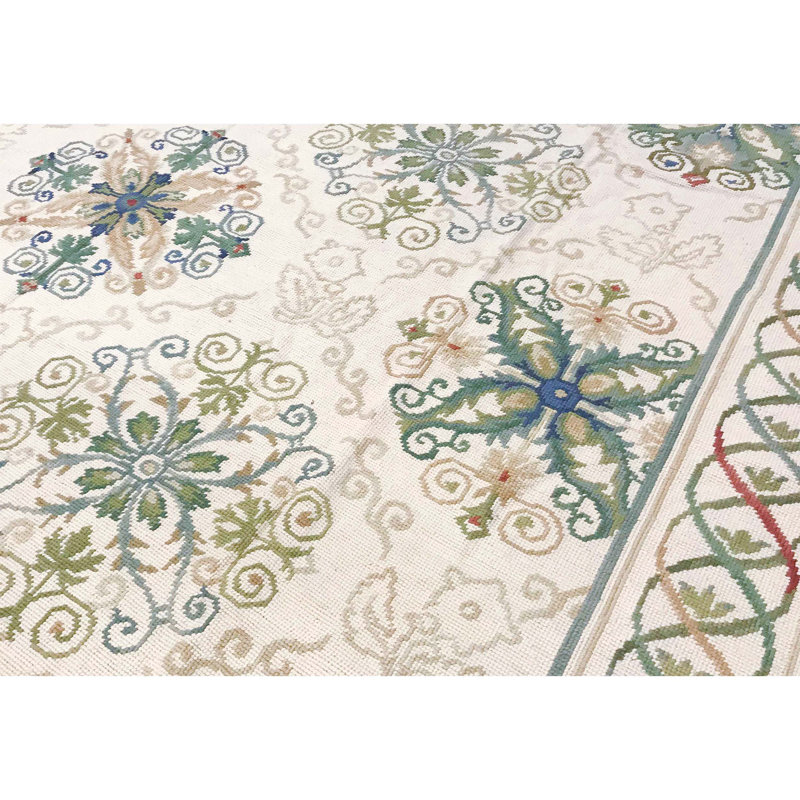 Tapis beige noué à la main de haute qualité