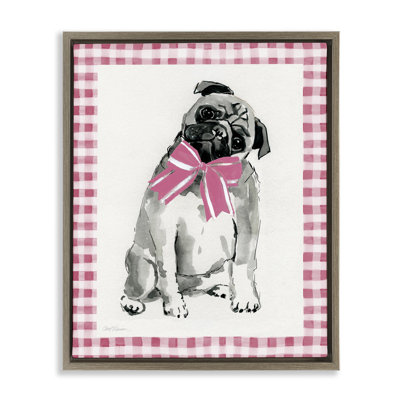  «Pug with Plaid Border», art mural sur toile par Carol Robinson