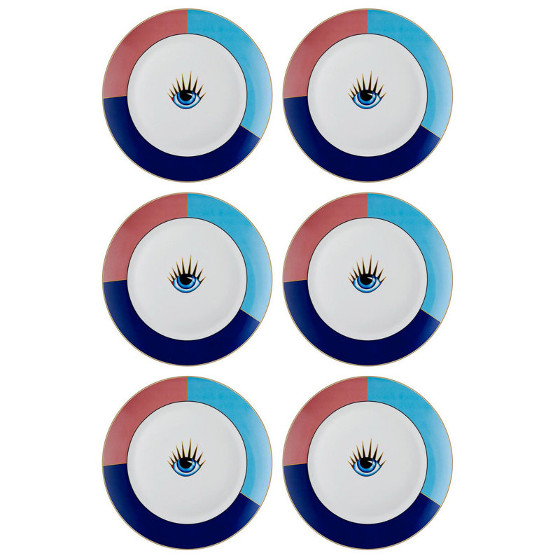 Ensemble de 6 assiettes rondes 6 pièces 100% porcelaine