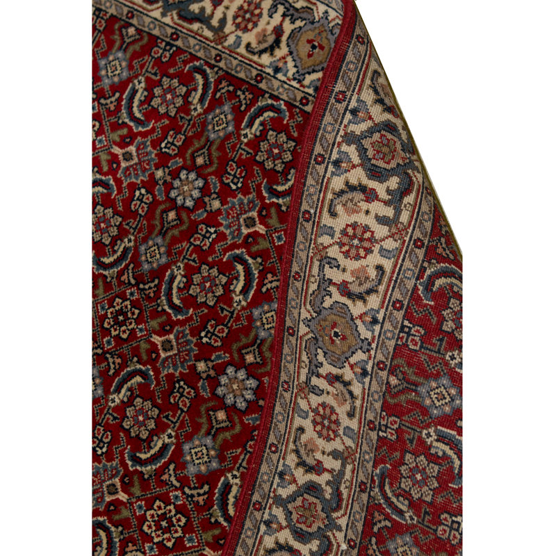 Tapis rouge et ivoire noué à la main de haute qualité