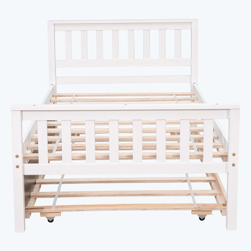 Lit plateforme simple en bois massif Boca, Blanc