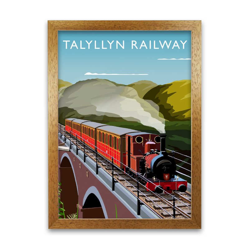 Talyllyn Railway by Richard O'Neill - Single Picture Frame Print, 60cm H x 42cm W, Honey Oak
