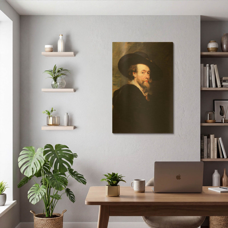 «Self Portrait» par Peter Paul Rubens, art mural en métal doré, 12 po x 16 po, 24 po x 36 po