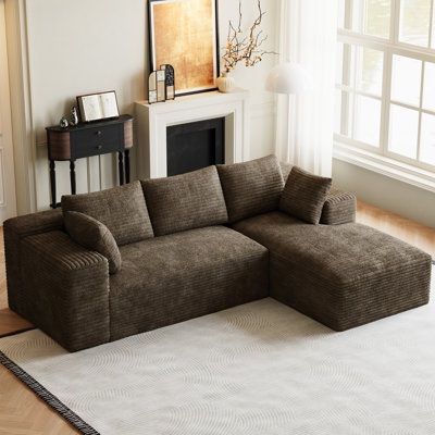 Freely Movable Modular Boneless Sectional Sofa Corduroy Couch For Living Room