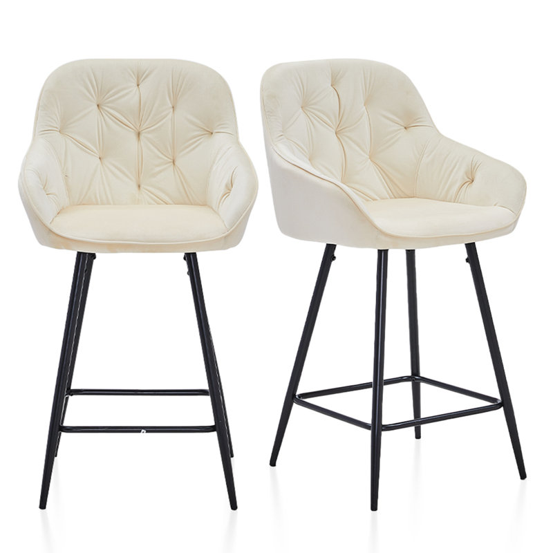 Johnie Counter Stool with Metal Frame, Cream