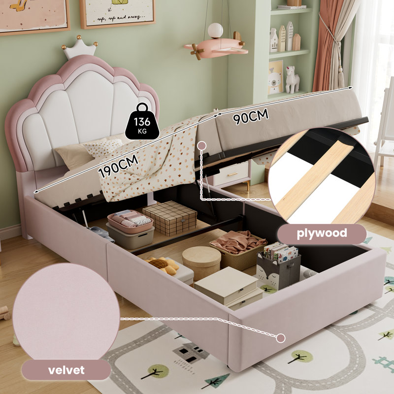 Upholstered Ottoman Bed, Single 