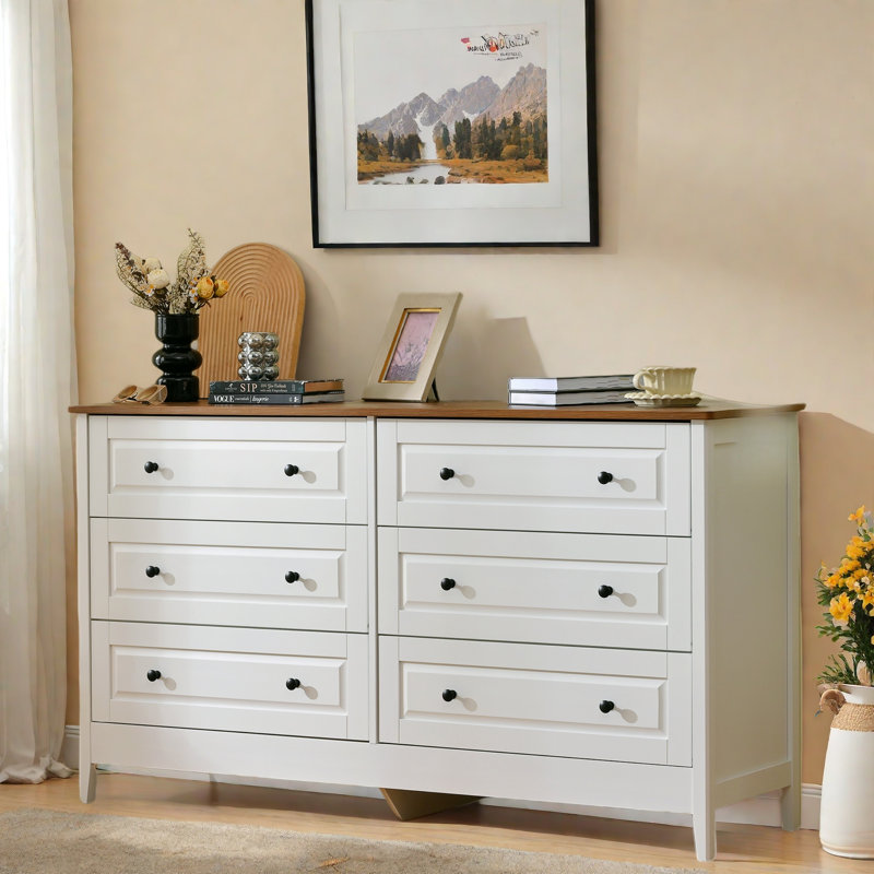Commode avec 6 tiroirs et poignées en métal