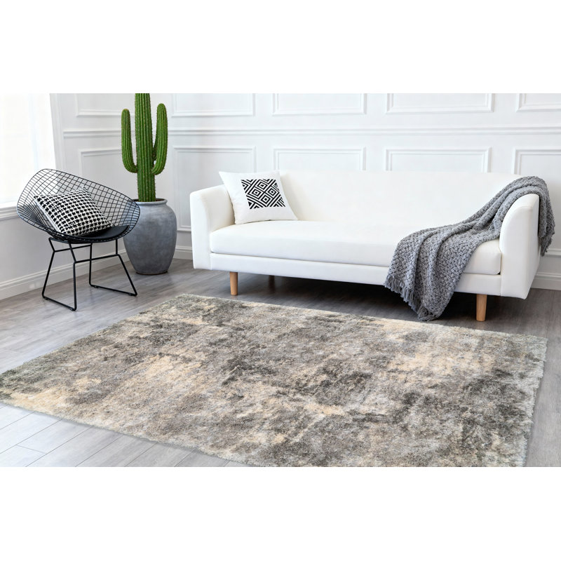 Tapis gris / crème à motif abstrait Loretta, Rectangle 2 pi x 3 pi 3 po