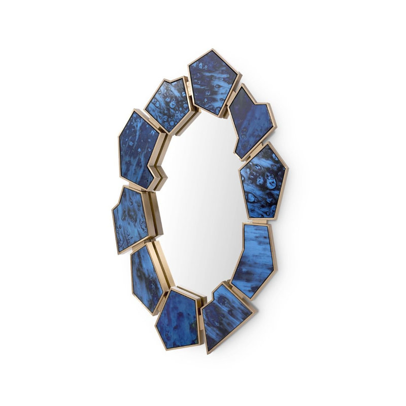 Lucas Novelty Brass Wall Mirror, Antique Midnight Blue