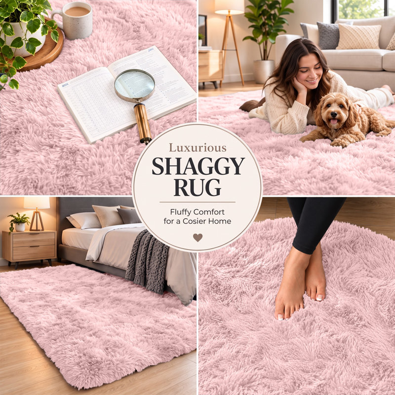 Adela Rectangle Shaggy Washable Area Rug, Rectangle 50 x 80 cm