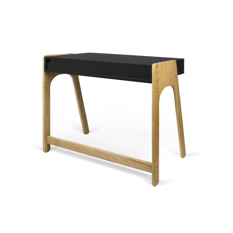Solid Wood Base Writing Desk, Matte Black