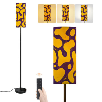 Floor Lamp Yellow Purple Fluid Shapes Retro Style Abstract Dimmable Modern Standing Lamp with Remote Control Footswitch Bulb Lampshade Tall Pole Corner Lamp for Living Room Bedroom Office
