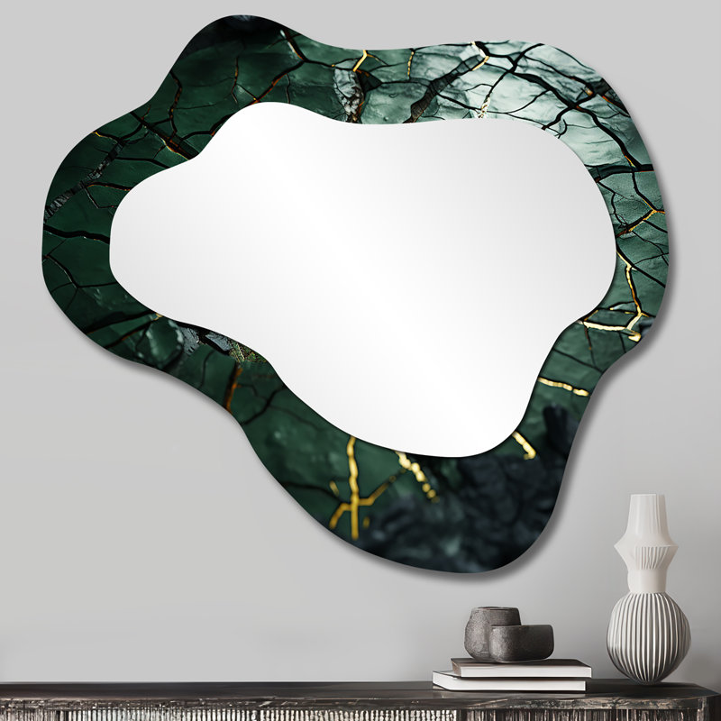 Miroir mural vert traditionnel en émeraude verte Amazonite, 25 po x 28 po