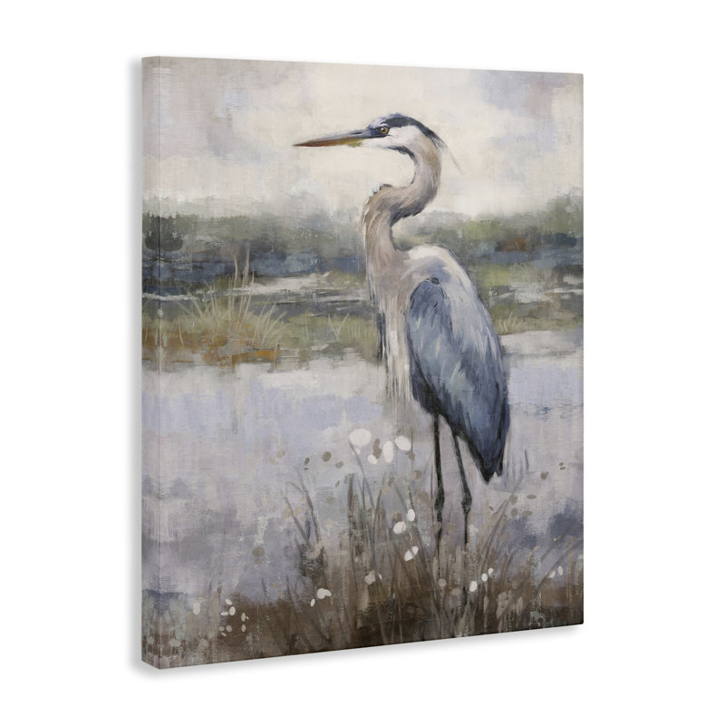 «Coastal Heron on Riverbank» par Nina Blue, H 20 po x l 16 po