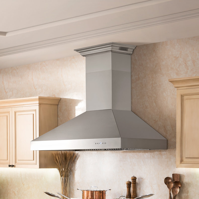 ZLINE CrownSound™Ducted Vent Wall Mount Range Hood in Stainless Steel with Built-in Bluetooth Speakers , 54"