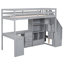Lit mezzanine simple avec bureau en L et tiroirs, armoire et escalier de rangement-1022885739
