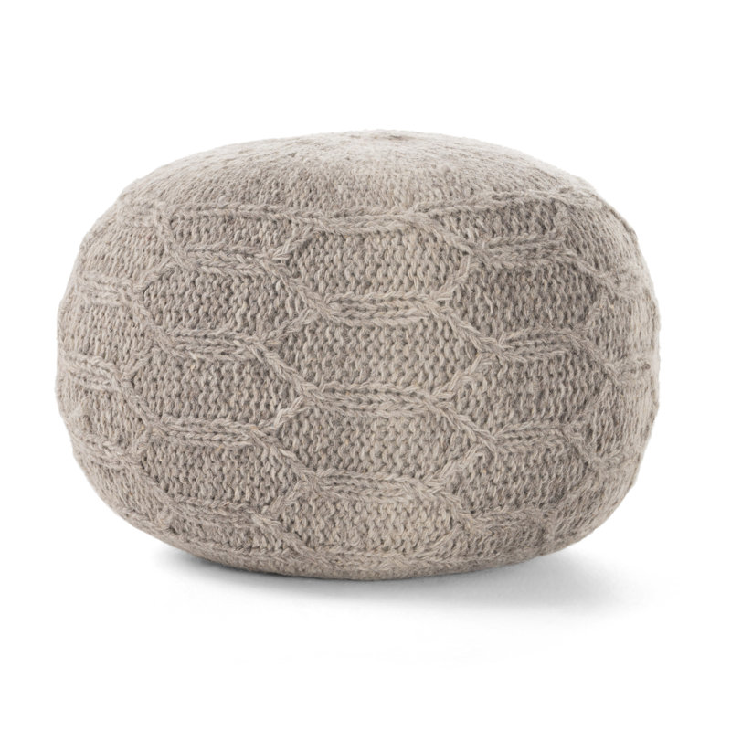 Rudd Upholstered Pouf, Gray Wool