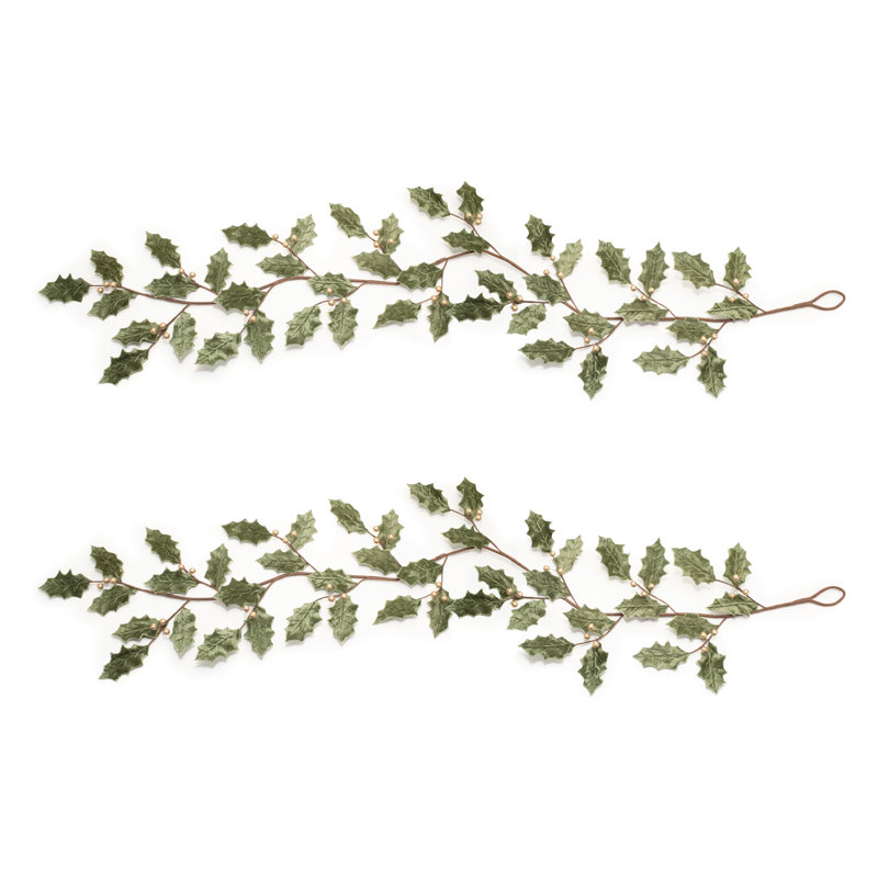 Guirlande scintillante à feuilles de houx (ensemble de 2)